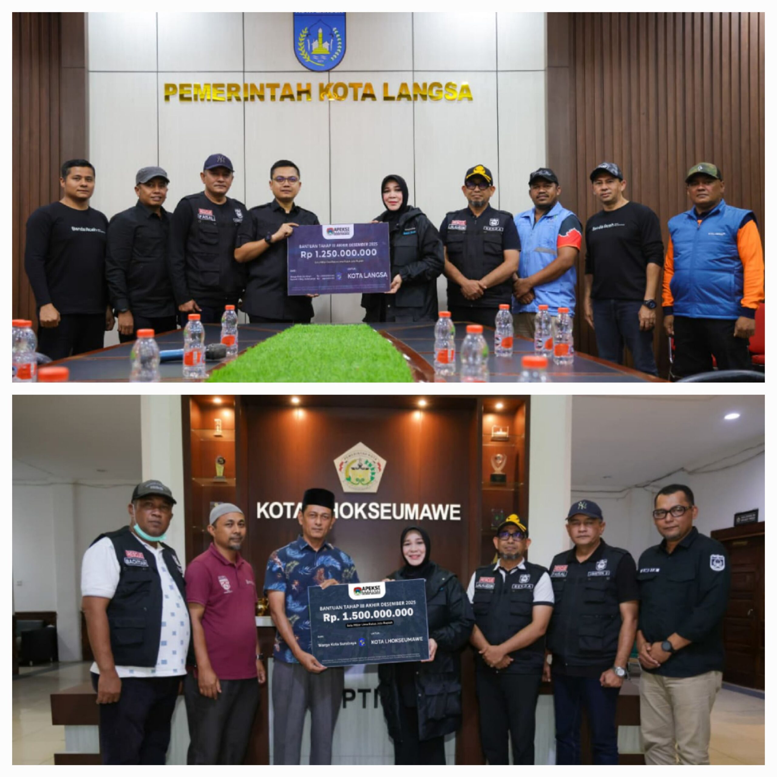 Wali Kota Illiza Serahkan Donasi APEKSI Tahap III Ke Kota Lhokseumawe dan Langsa