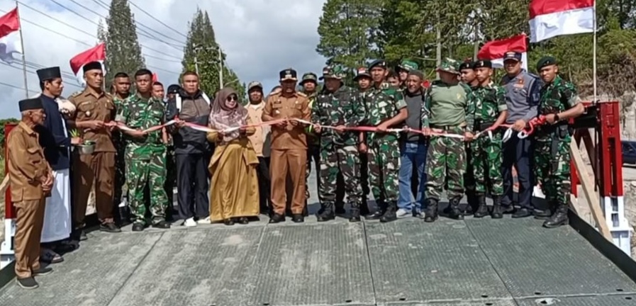 Jembatan Bailey Karang Rejo, Bener Meriah Rampung, TNI, Pemda bersama Warga Gelar Syukuran dan Doa Bersama