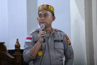 Kapolres Aceh Tengah AKBP Muhamad Taufiq, S.I.K., M.H. memberikan imbauan kamtibmas kepada jamaah usai Safari Subuh Rabu Berkah di Masjid Babussalam, Kecamatan Bebesen, Rabu (29/7/2026).foto.Dok:Ist
