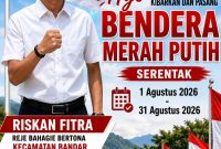 Riskan Fitra (Reje) Kampung Bahagie Bertona menyerukan pemasangan Bendera Merah Putih secara serentak selama bulan Agustus 2026.Foto.Dok: Ist