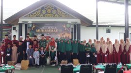 Ket Foto:Dandim 0106/Aceh Tengah Letkol Czi Rudy Haryanto bersama keluarga besar Kodim mengikuti peringatan Maulid Nabi Muhammad SAW 1448 H/2026 M, Kamis (3/9/2026).Dok:ist
